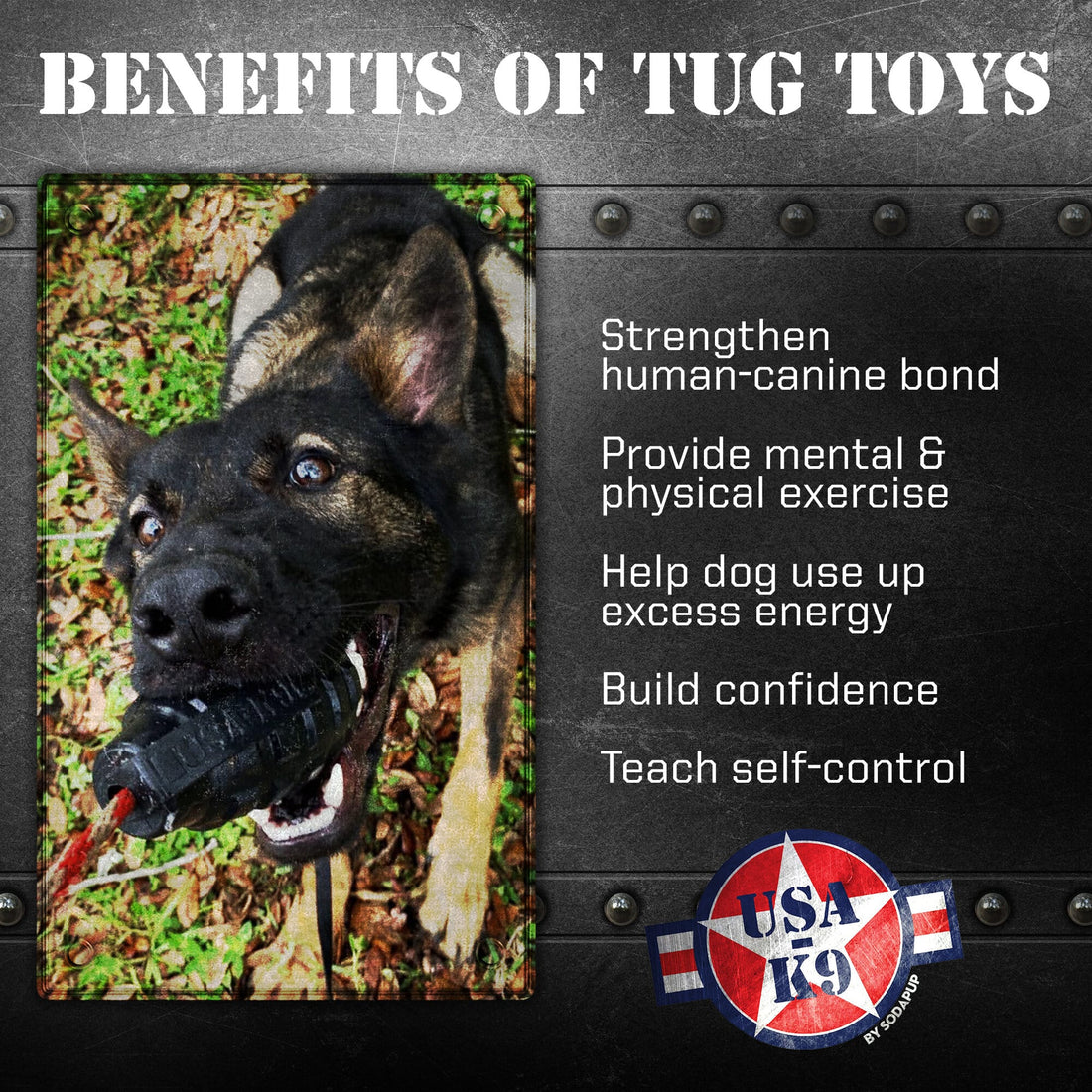 USA-K9 Magnum Grenade - Black Magnum Rubber Chew Toy for Extreme Chewers | USA Made