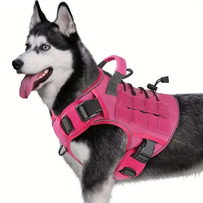 Adjustable No-Pull Tactical Dog Harness with Handle for Large Dogs - Reflective Military Vest for Labrador Retriever, Siberian H