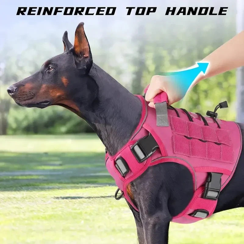 Adjustable No-Pull Tactical Dog Harness with Handle for Large Dogs - Reflective Military Vest for Labrador Retriever, Siberian H