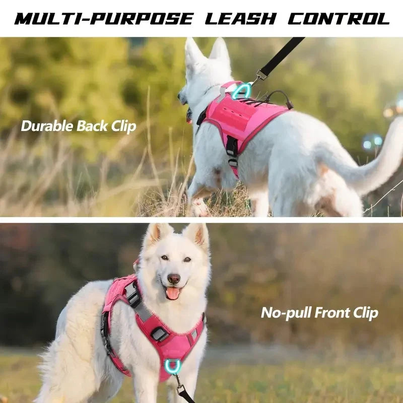 Adjustable No-Pull Tactical Dog Harness with Handle for Large Dogs - Reflective Military Vest for Labrador Retriever, Siberian H