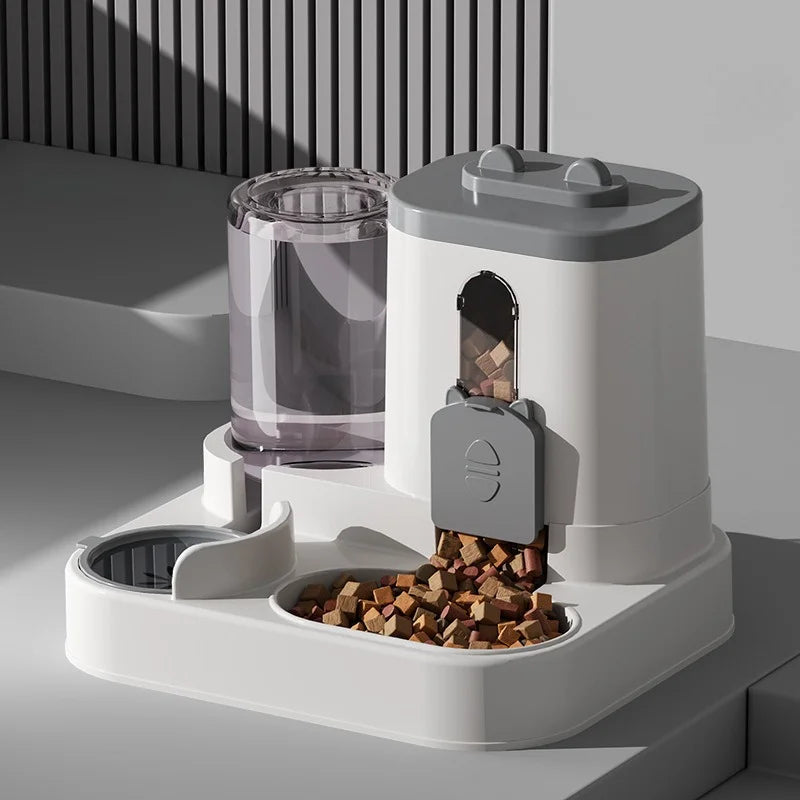 Cat Bowl Automatic Feeder with Spill Proof Design with Water Fountain Pet Food Dispenser for Small Medium Large Cats Dogs