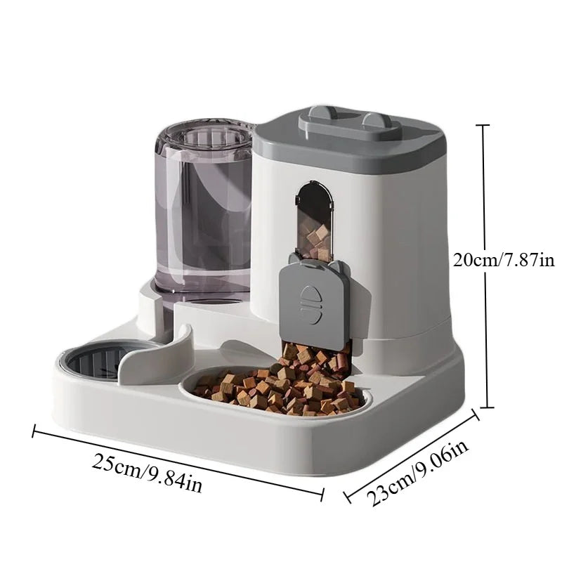 Cat Bowl Automatic Feeder with Spill Proof Design with Water Fountain Pet Food Dispenser for Small Medium Large Cats Dogs