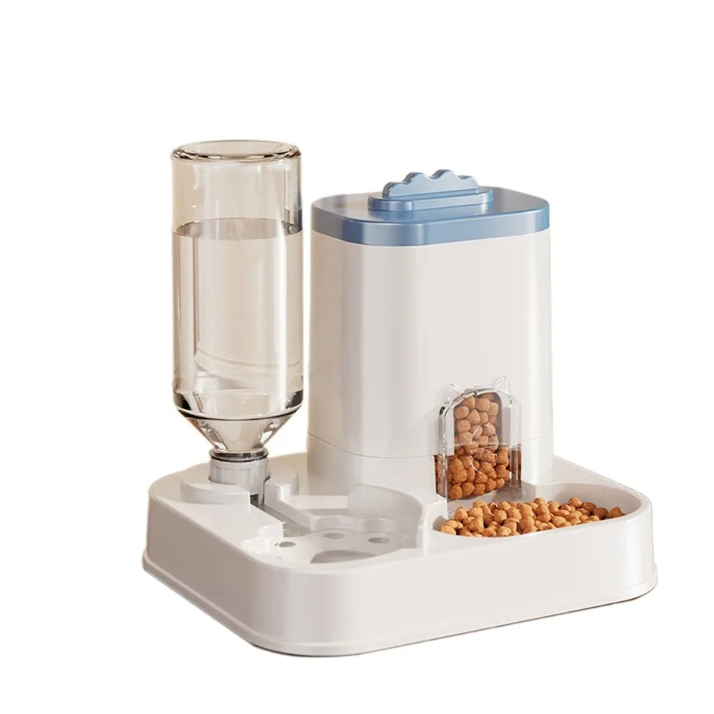 Automatic Cat & Dog Water Dispenser with Integrated Food Basin No Batteries Needed,Automatic Pet Feeder One-Piece Design