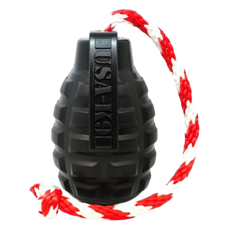 USA-K9 Magnum Grenade - Black Magnum Rubber Chew Toy for Extreme Chewers | USA Made