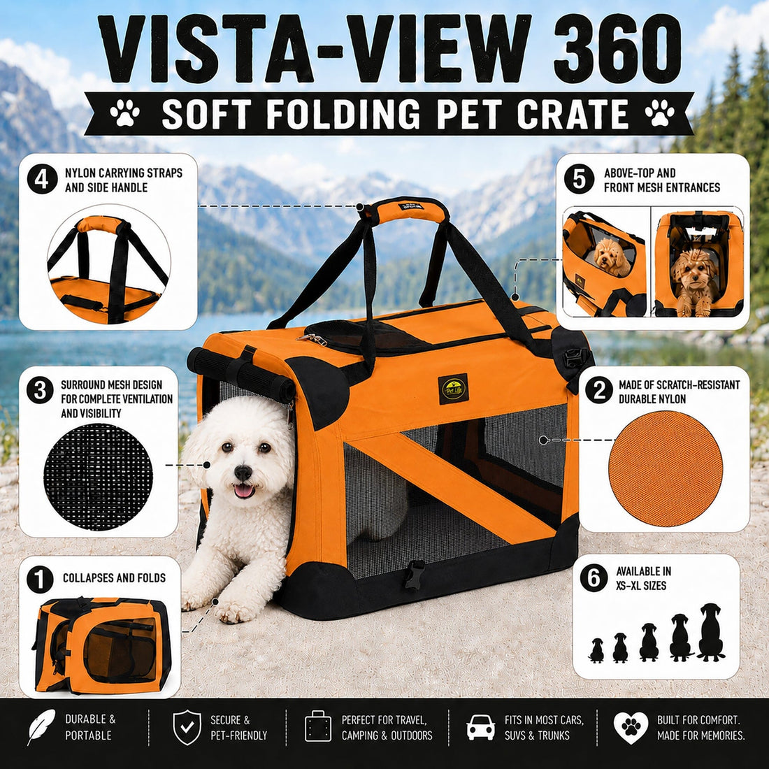 Pet Life 360° Vista View Folding Pet Dog Crate Carrier