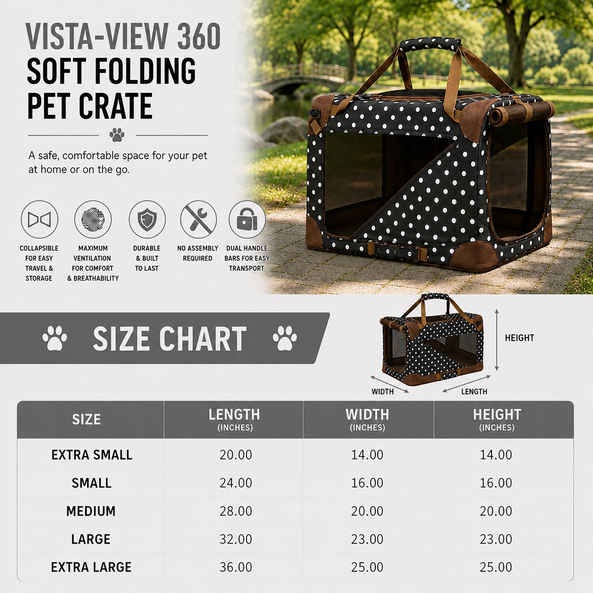 Pet Life 360° Vista View Folding Pet Dog Crate Carrier