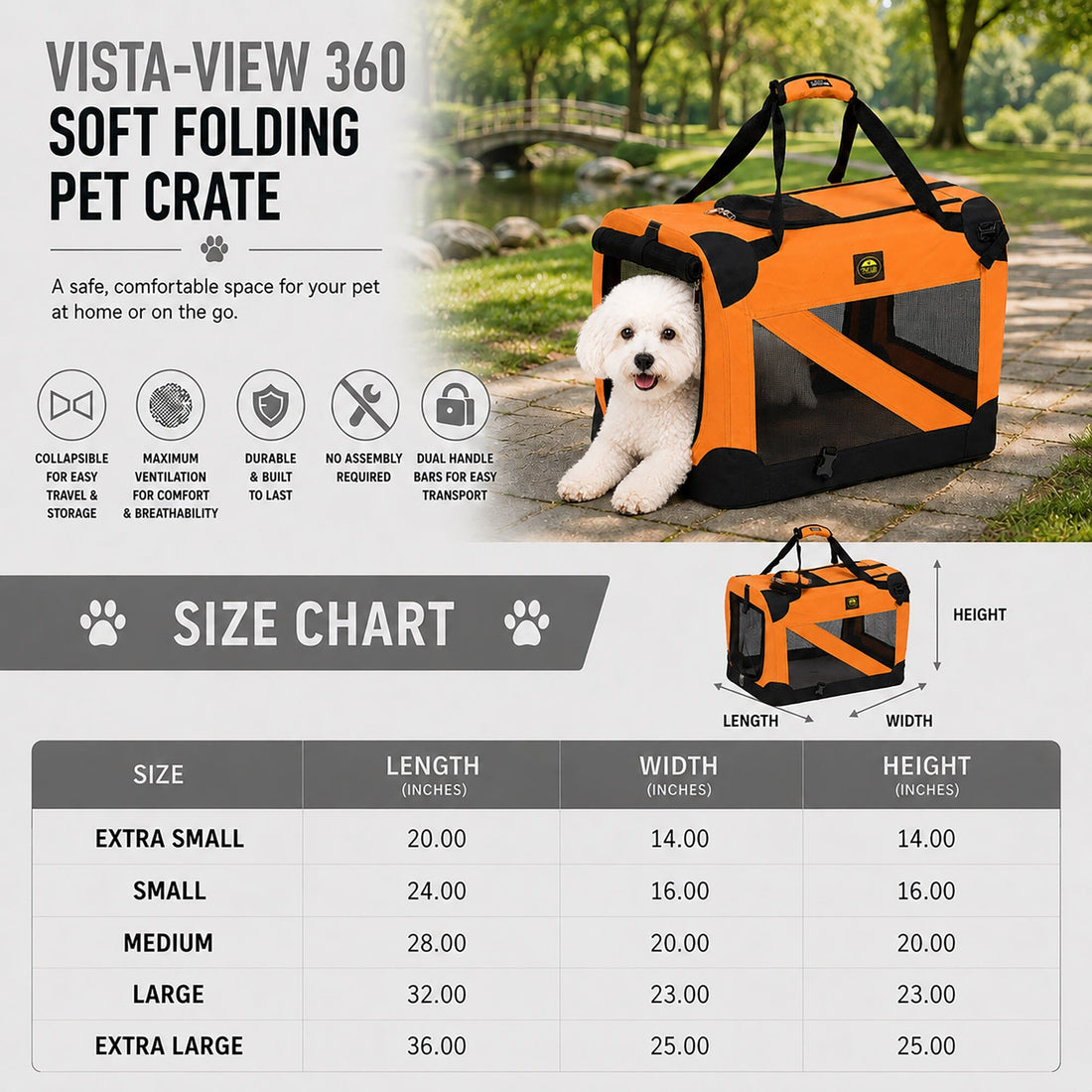 Pet Life 360° Vista View Folding Pet Dog Crate Carrier
