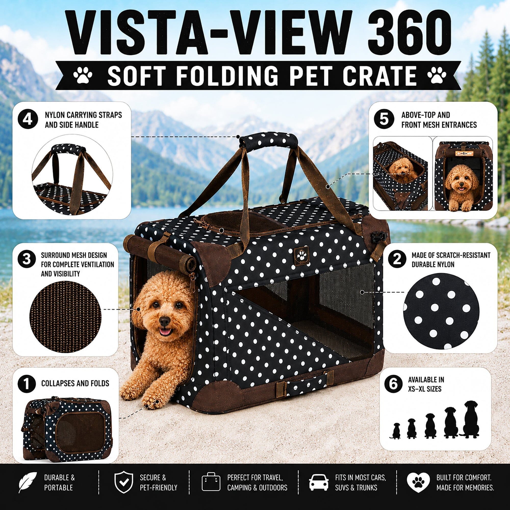 Pet Life 360° Vista View Folding Pet Dog Crate Carrier
