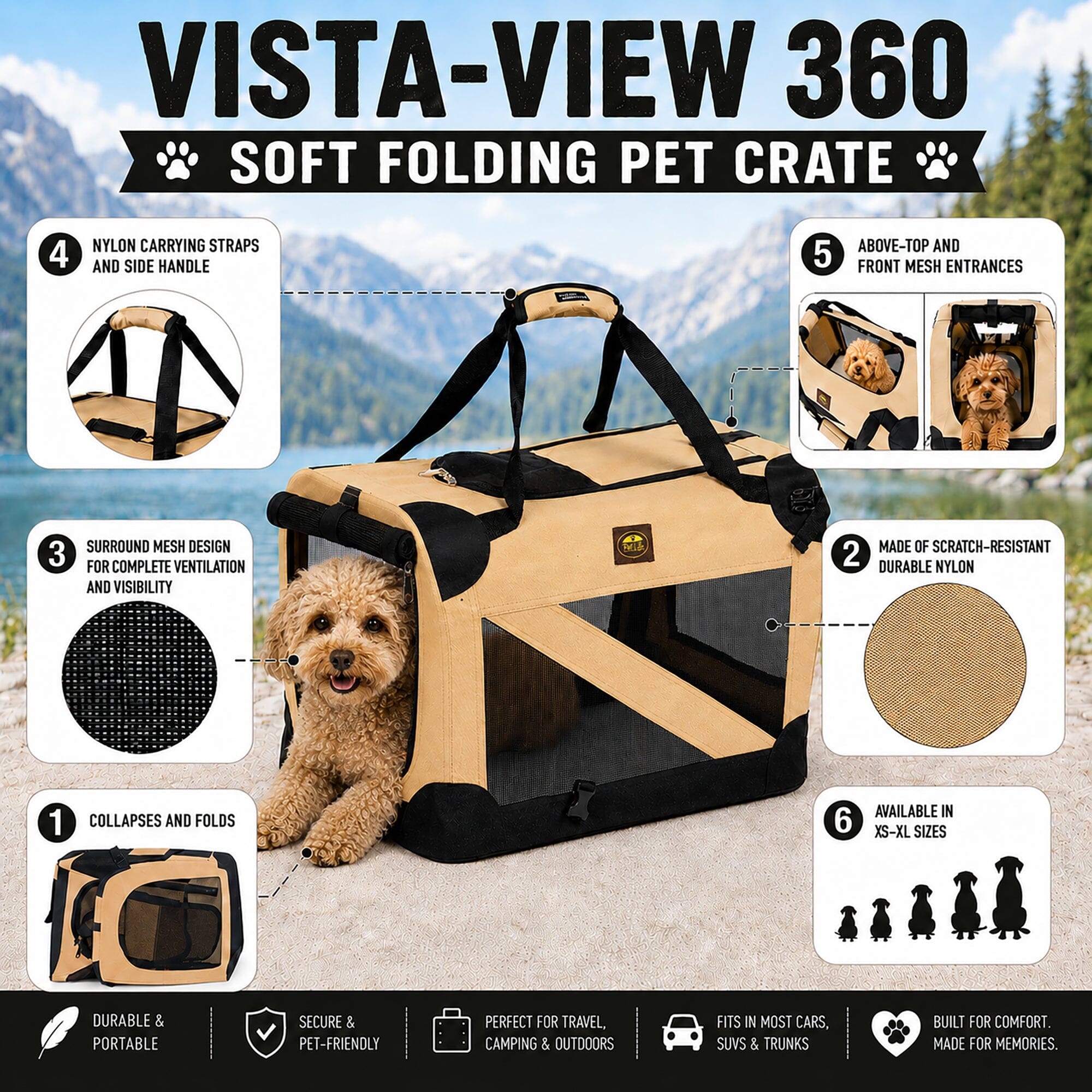 Pet Life 360° Vista View Folding Pet Dog Crate Carrier