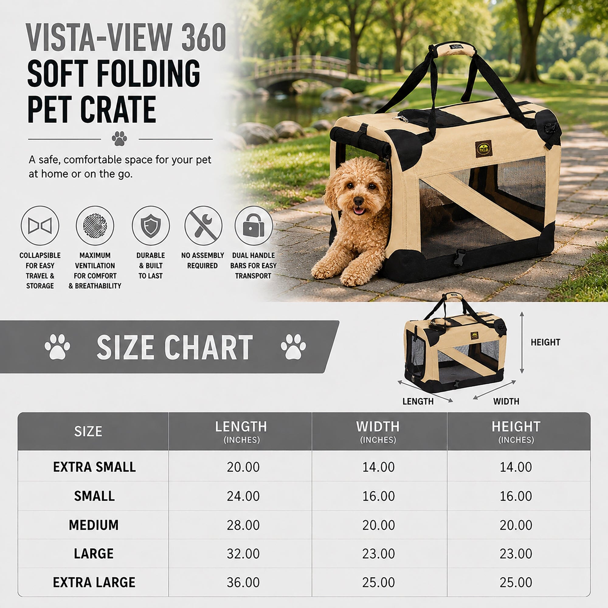 Pet Life 360° Vista View Folding Pet Dog Crate Carrier