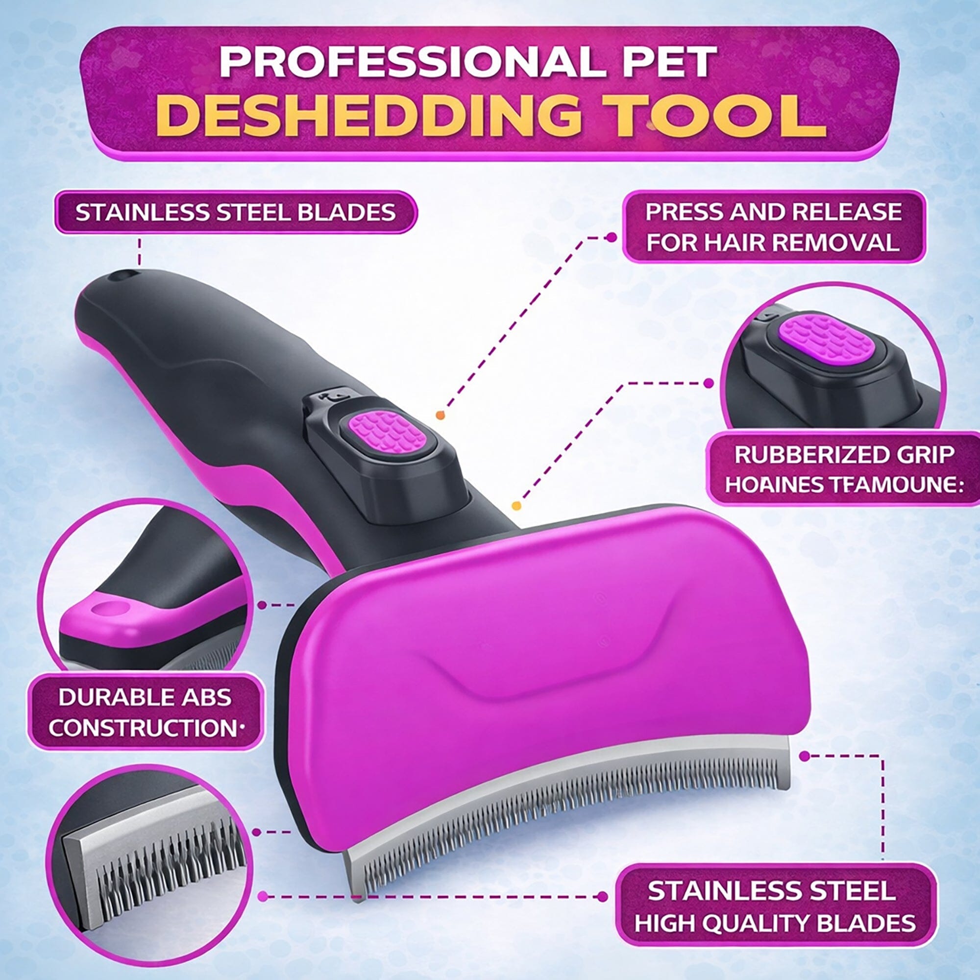 Pet Life Fur-Guard Self-Cleaning Grooming Deshedder