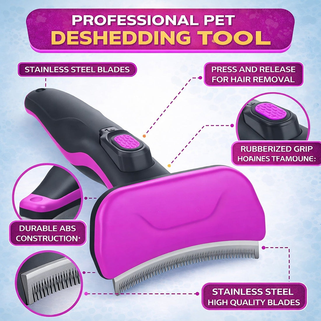 Pet Life Fur-Guard Self-Cleaning Grooming Deshedder