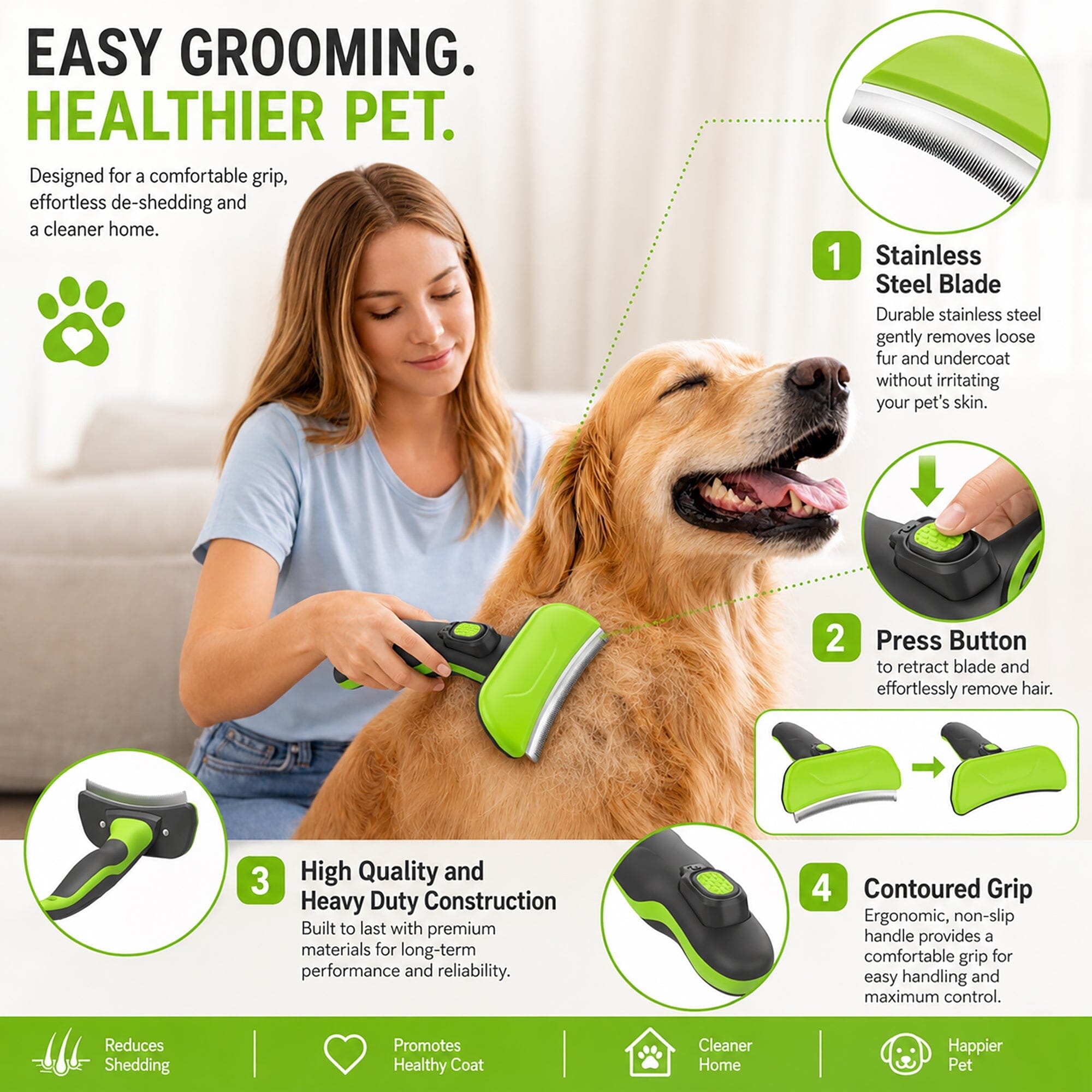Pet Life Fur-Guard Self-Cleaning Grooming Deshedder
