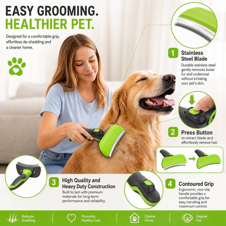 Pet Life Fur-Guard Self-Cleaning Grooming Deshedder